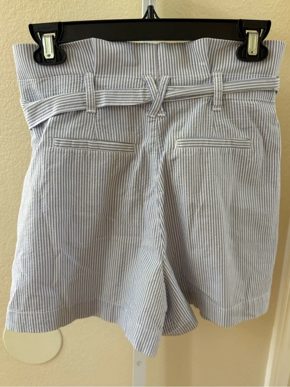 J. Crew Paper-bag Seersucker Stripes Shorts in Blue White - Size 0